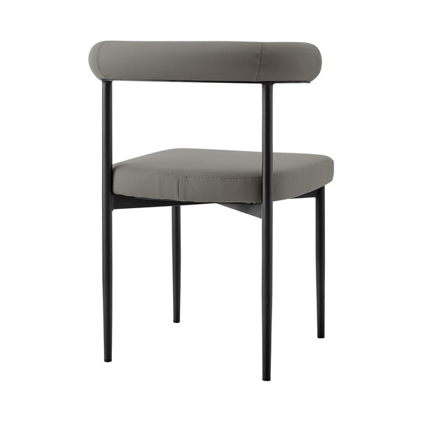 Homeroots Set Of Two Gray And Black Upholstered Faux Leather Open Back Dining Side Chairs  Metal 569409