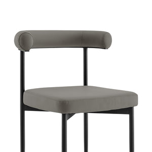 Homeroots Set Of Two Gray And Black Upholstered Faux Leather Open Back Dining Side Chairs  Metal 569409
