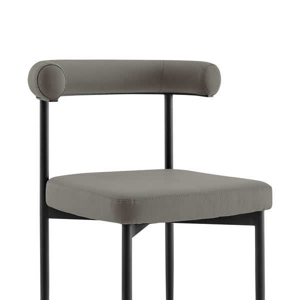 Homeroots Set Of Two Gray And Black Upholstered Faux Leather Open Back Dining Side Chairs  Metal 569409