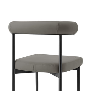 Homeroots Set Of Two Gray And Black Upholstered Faux Leather Open Back Dining Side Chairs  Metal 569409