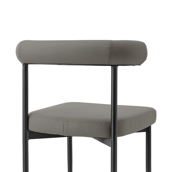 Homeroots Set Of Two Gray And Black Upholstered Faux Leather Open Back Dining Side Chairs  Metal 569409