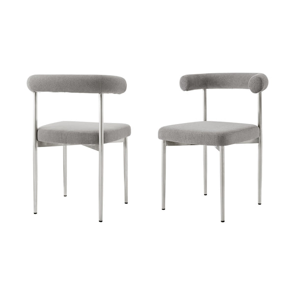 Homeroots Set Of Two Gray And Silver Upholstered Polyester Open Back Dining Side Chairs  Metal 569410