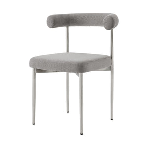 Homeroots Set Of Two Gray And Silver Upholstered Polyester Open Back Dining Side Chairs  Metal 569410