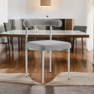 Homeroots Set Of Two Gray And Silver Upholstered Polyester Open Back Dining Side Chairs  Metal 569410