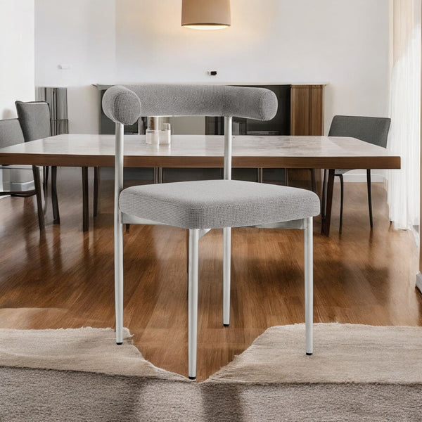 Homeroots Set Of Two Gray And Silver Upholstered Polyester Open Back Dining Side Chairs  Metal 569410