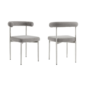 Homeroots Set Of Two Gray And Silver Upholstered Polyester Open Back Dining Side Chairs  Metal 569410