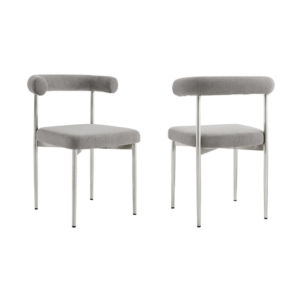 Homeroots Set Of Two Gray And Silver Upholstered Polyester Open Back Dining Side Chairs  Metal 569410