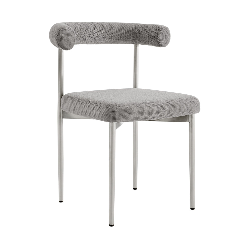 Homeroots Set Of Two Gray And Silver Upholstered Polyester Open Back Dining Side Chairs  Metal 569410