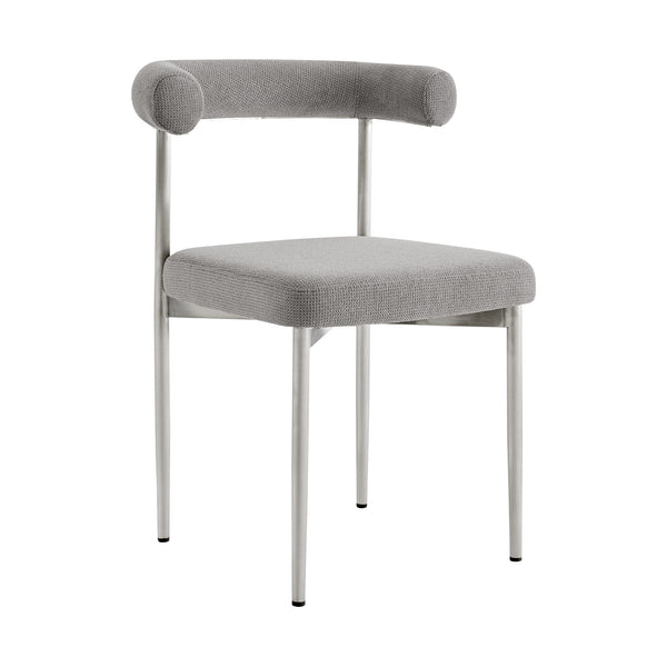 Homeroots Set Of Two Gray And Silver Upholstered Polyester Open Back Dining Side Chairs  Metal 569410