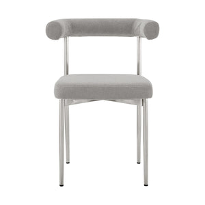 Homeroots Set Of Two Gray And Silver Upholstered Polyester Open Back Dining Side Chairs  Metal 569410