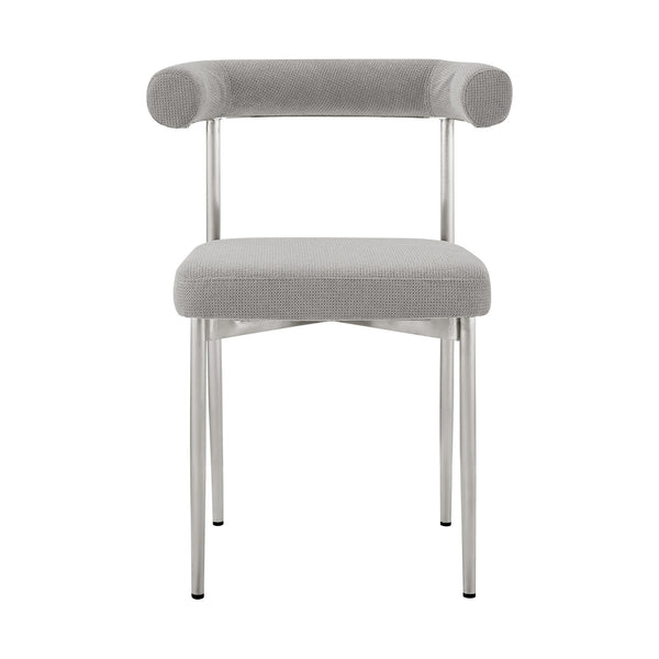 Homeroots Set Of Two Gray And Silver Upholstered Polyester Open Back Dining Side Chairs  Metal 569410