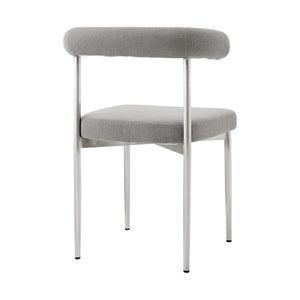 Homeroots Set Of Two Gray And Silver Upholstered Polyester Open Back Dining Side Chairs  Metal 569410