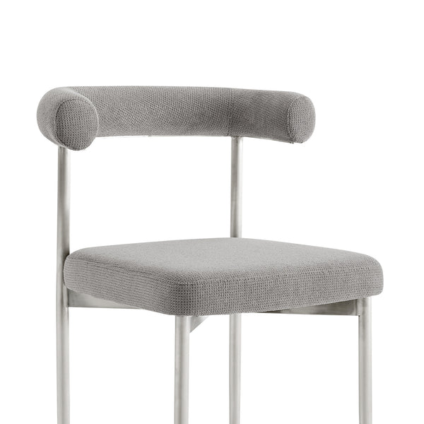 Homeroots Set Of Two Gray And Silver Upholstered Polyester Open Back Dining Side Chairs  Metal 569410
