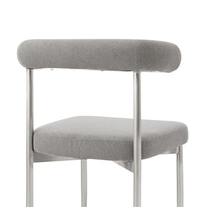Homeroots Set Of Two Gray And Silver Upholstered Polyester Open Back Dining Side Chairs  Metal 569410