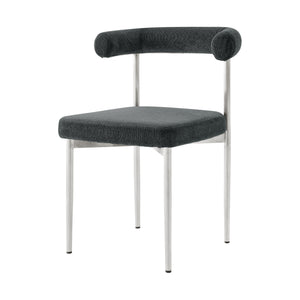 Homeroots Set Of Two Gray And Silver Upholstered Polyester Open Back Dining Side Chairs  Metal 569411