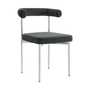Homeroots Set Of Two Gray And Silver Upholstered Polyester Open Back Dining Side Chairs  Metal 569411