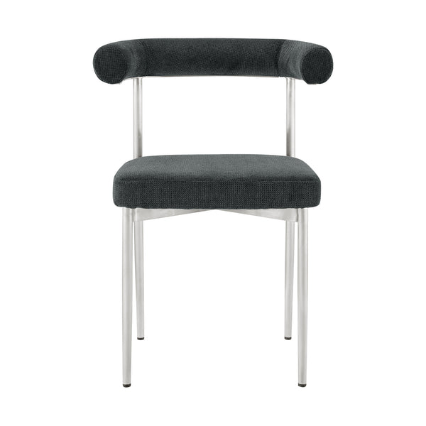 Homeroots Set Of Two Gray And Silver Upholstered Polyester Open Back Dining Side Chairs  Metal 569411