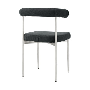 Homeroots Set Of Two Gray And Silver Upholstered Polyester Open Back Dining Side Chairs  Metal 569411