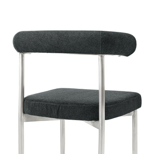 Homeroots Set Of Two Gray And Silver Upholstered Polyester Open Back Dining Side Chairs  Metal 569411