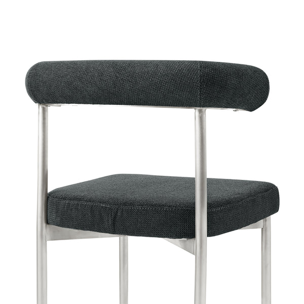Homeroots Set Of Two Gray And Silver Upholstered Polyester Open Back Dining Side Chairs  Metal 569411