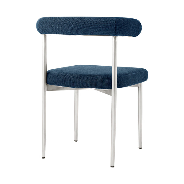 Homeroots Set Of Two Blue And Silver Upholstered Polyester Open Back Dining Side Chairs  Metal 569412