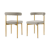 Homeroots Set Of Two Gray And Gold Upholstered Polyester Open Back Dining Side Chairs  Metal 569413