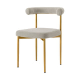 Homeroots Set Of Two Gray And Gold Upholstered Polyester Open Back Dining Side Chairs  Metal 569413