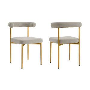 Homeroots Set Of Two Gray And Gold Upholstered Polyester Open Back Dining Side Chairs  Metal 569413
