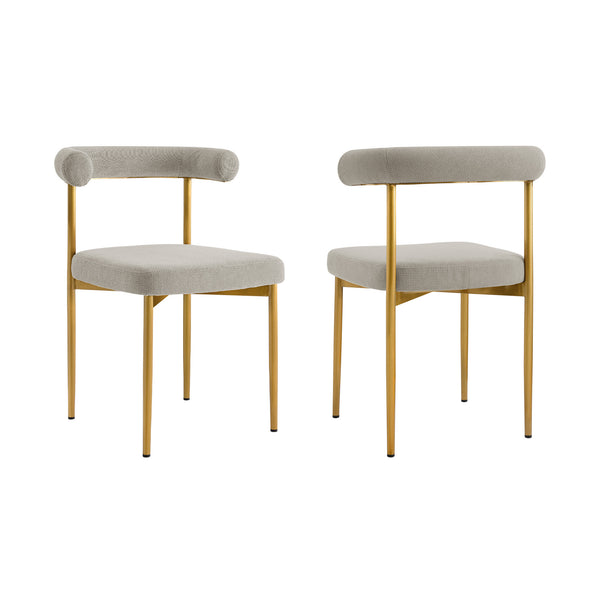 Homeroots Set Of Two Gray And Gold Upholstered Polyester Open Back Dining Side Chairs  Metal 569413