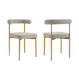 Homeroots Set Of Two Gray And Gold Upholstered Polyester Open Back Dining Side Chairs  Metal 569413