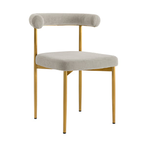 Homeroots Set Of Two Gray And Gold Upholstered Polyester Open Back Dining Side Chairs  Metal 569413