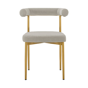 Homeroots Set Of Two Gray And Gold Upholstered Polyester Open Back Dining Side Chairs  Metal 569413