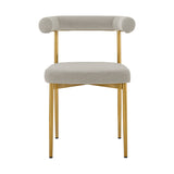 Homeroots Set Of Two Gray And Gold Upholstered Polyester Open Back Dining Side Chairs  Metal 569413