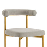 Homeroots Set Of Two Gray And Gold Upholstered Polyester Open Back Dining Side Chairs  Metal 569413