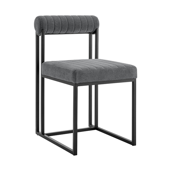 Homeroots Set Of Two Gray And Black Upholstered Polyester Open Back Dining Side Chairs  Metal 569414