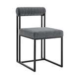 Stylish Gray and Black Upholstered Dining Side Chairs - Set of Two, Perfect for Any Space