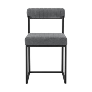 Homeroots Set Of Two Gray And Black Upholstered Polyester Open Back Dining Side Chairs  Metal 569414