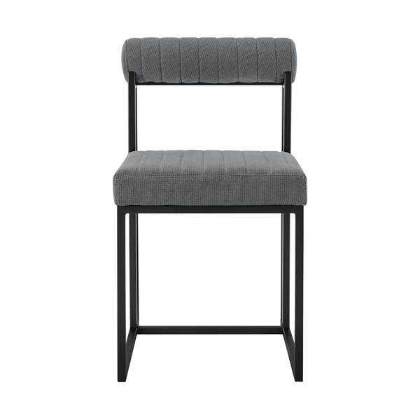 Homeroots Set Of Two Gray And Black Upholstered Polyester Open Back Dining Side Chairs  Metal 569414