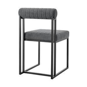 Homeroots Set Of Two Gray And Black Upholstered Polyester Open Back Dining Side Chairs  Metal 569414