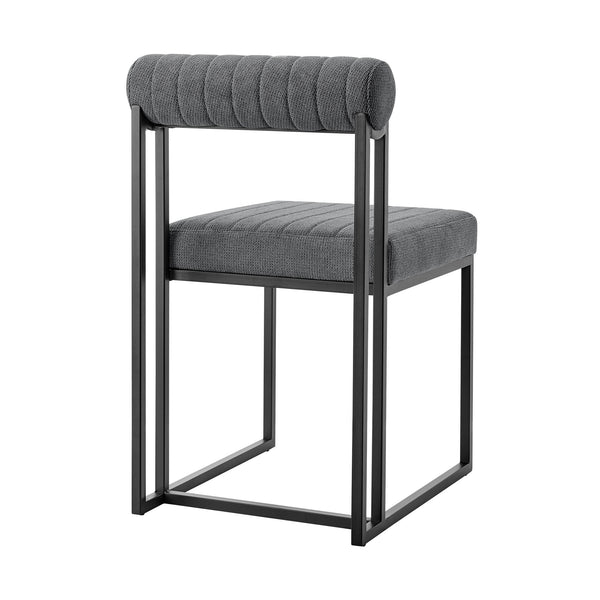 Homeroots Set Of Two Gray And Black Upholstered Polyester Open Back Dining Side Chairs  Metal 569414