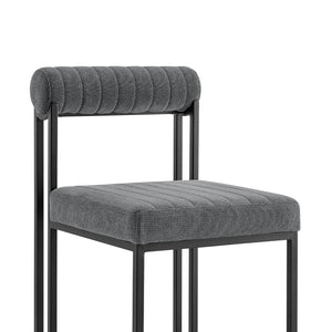 Homeroots Set Of Two Gray And Black Upholstered Polyester Open Back Dining Side Chairs  Metal 569414