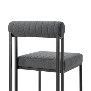 Homeroots Set Of Two Gray And Black Upholstered Polyester Open Back Dining Side Chairs  Metal 569414