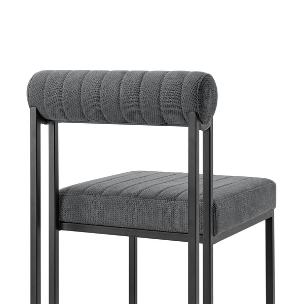 Homeroots Set Of Two Gray And Black Upholstered Polyester Open Back Dining Side Chairs  Metal 569414