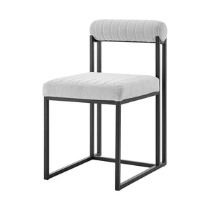 Homeroots Set Of Two Gray And Black Upholstered Polyester Open Back Dining Side Chairs  Metal 569415