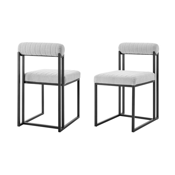 Homeroots Set Of Two Gray And Black Upholstered Polyester Open Back Dining Side Chairs  Metal 569415