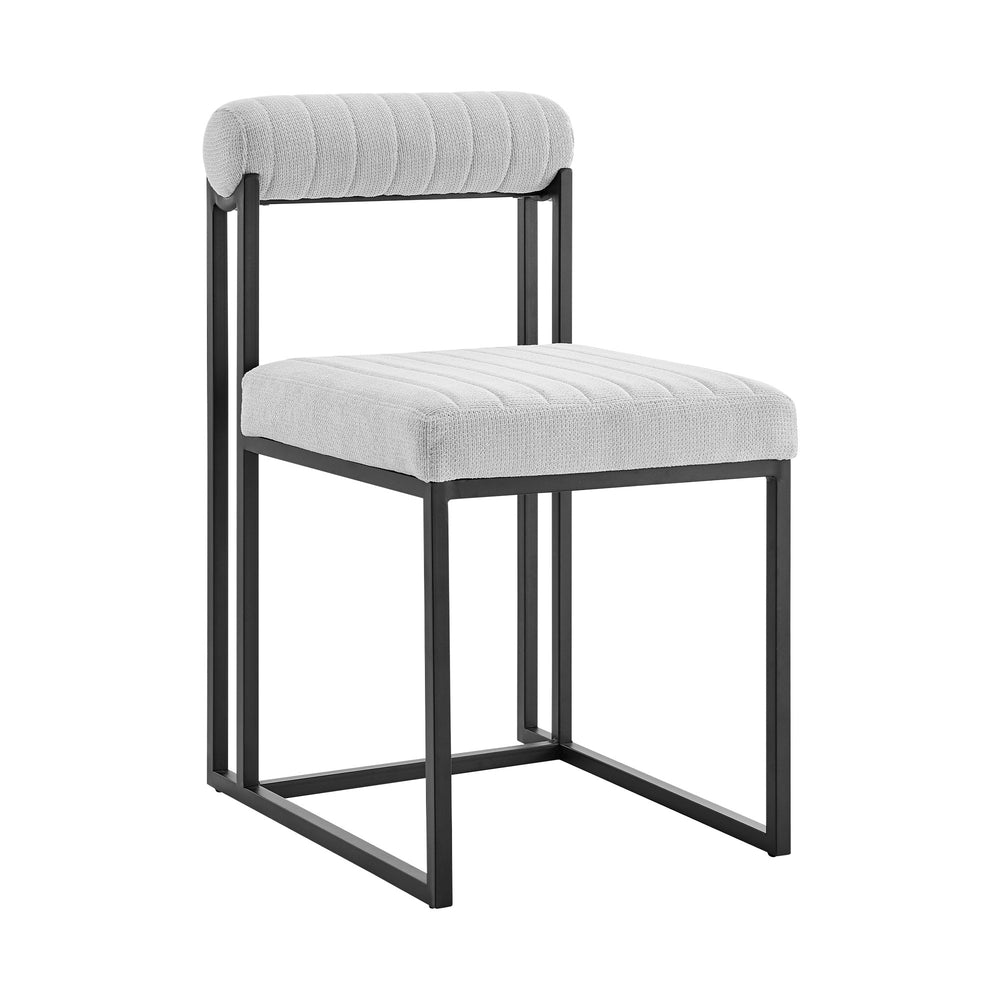 Homeroots Set Of Two Gray And Black Upholstered Polyester Open Back Dining Side Chairs  Metal 569415