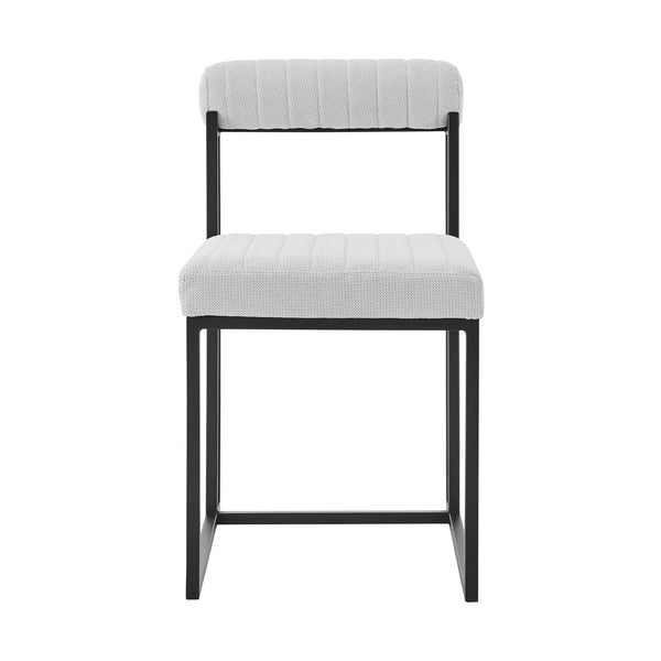 Homeroots Set Of Two Gray And Black Upholstered Polyester Open Back Dining Side Chairs  Metal 569415