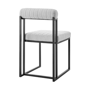 Homeroots Set Of Two Gray And Black Upholstered Polyester Open Back Dining Side Chairs  Metal 569415