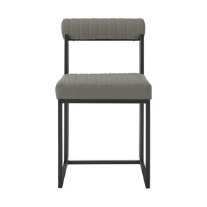 Homeroots Set Of Two Gray And Black Upholstered Faux Leather Open Back Dining Side Chairs  Metal 569416