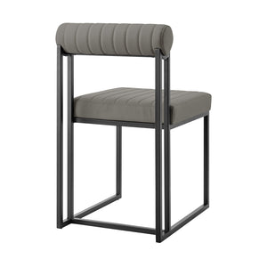 Homeroots Set Of Two Gray And Black Upholstered Faux Leather Open Back Dining Side Chairs  Metal 569416